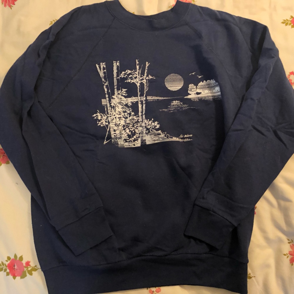 Vintage Navy Blue Light Weight Screen print Sweatshirt Size S/ M